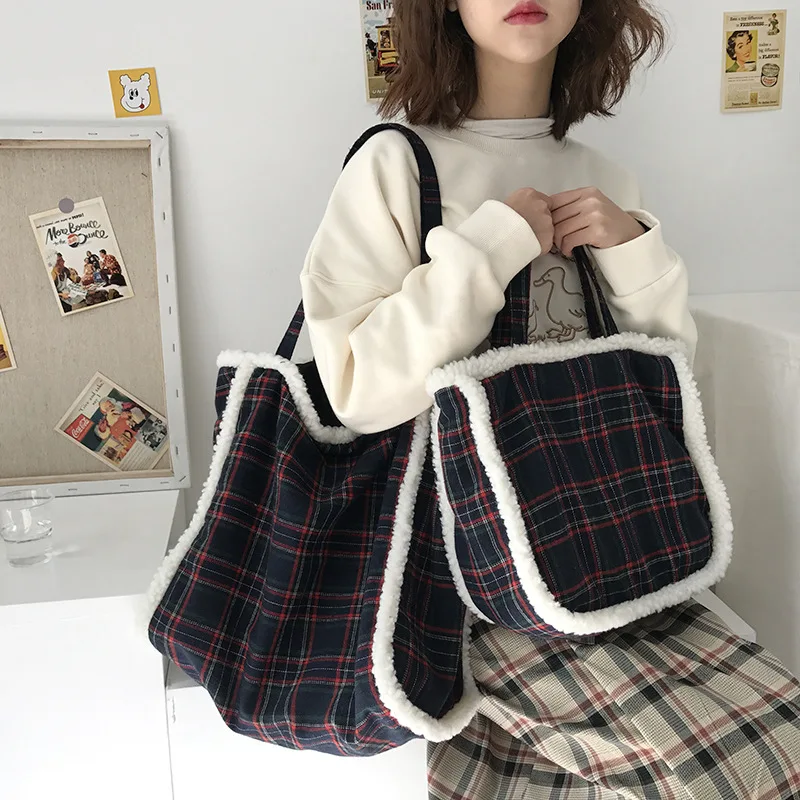 2019 Рождественская зимняя женская сумка через плечо молочный вельвет Лоскутная