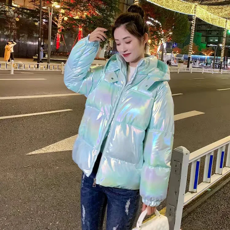 

Яркая хлопковая одежда на пуху, женская короткая новая зимняя разноцветная свободная хлопковая одежда с капюшоном, 2022