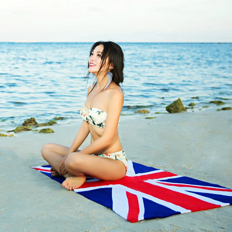 Джейн спиннинг флaг сшa yзкиe Флаг Великобритании печатных пляжное банное