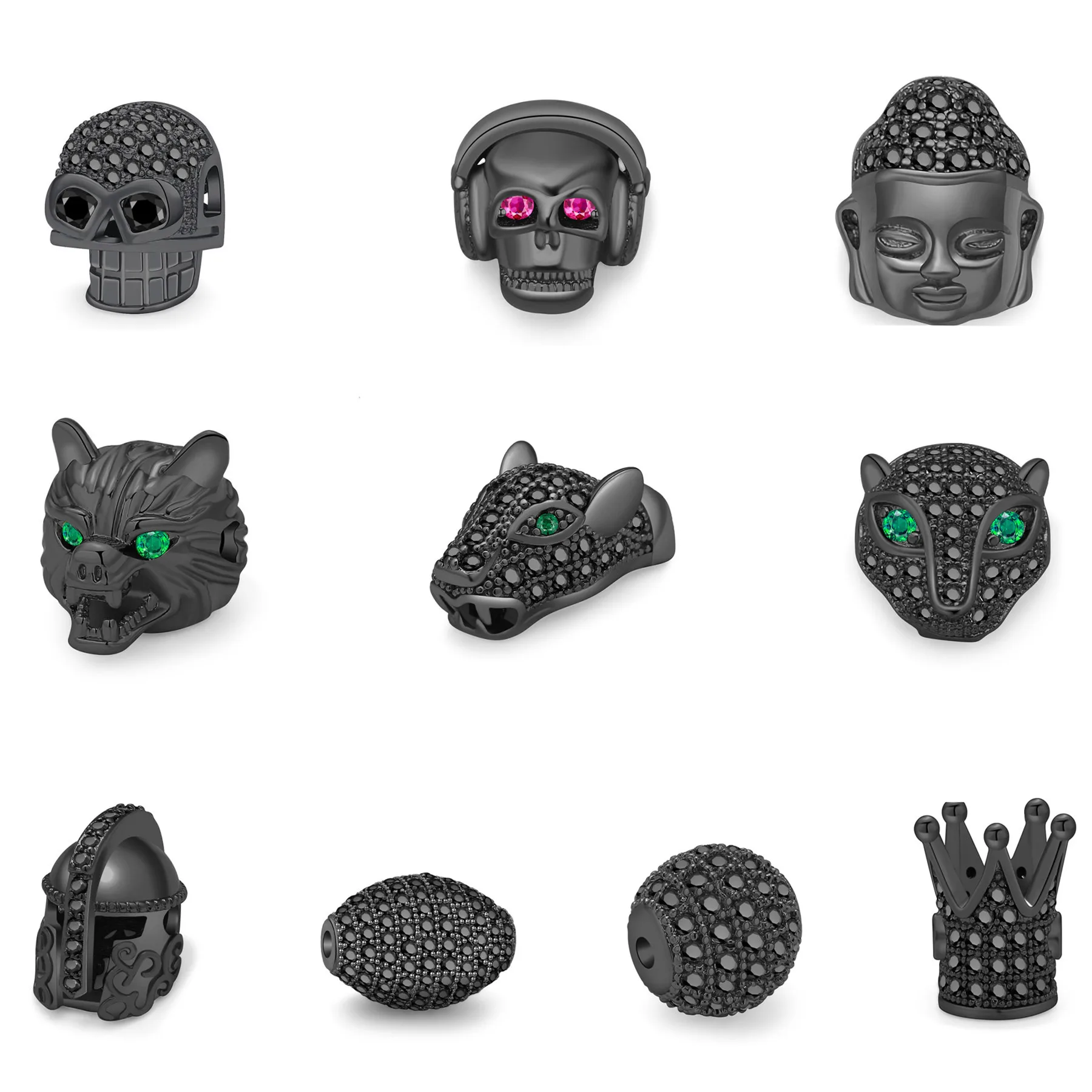 

Jewelry accessories Ball Crown Skull beads Jewelry making Micro Pave Brass Cubic Zirconia Diy jewelry Bracelet Beads Wholesale