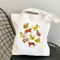 shopper tigers and leopards africa printed tote bag women harajuku shopper handbag girl shoulder shopping bag lady canvas bag