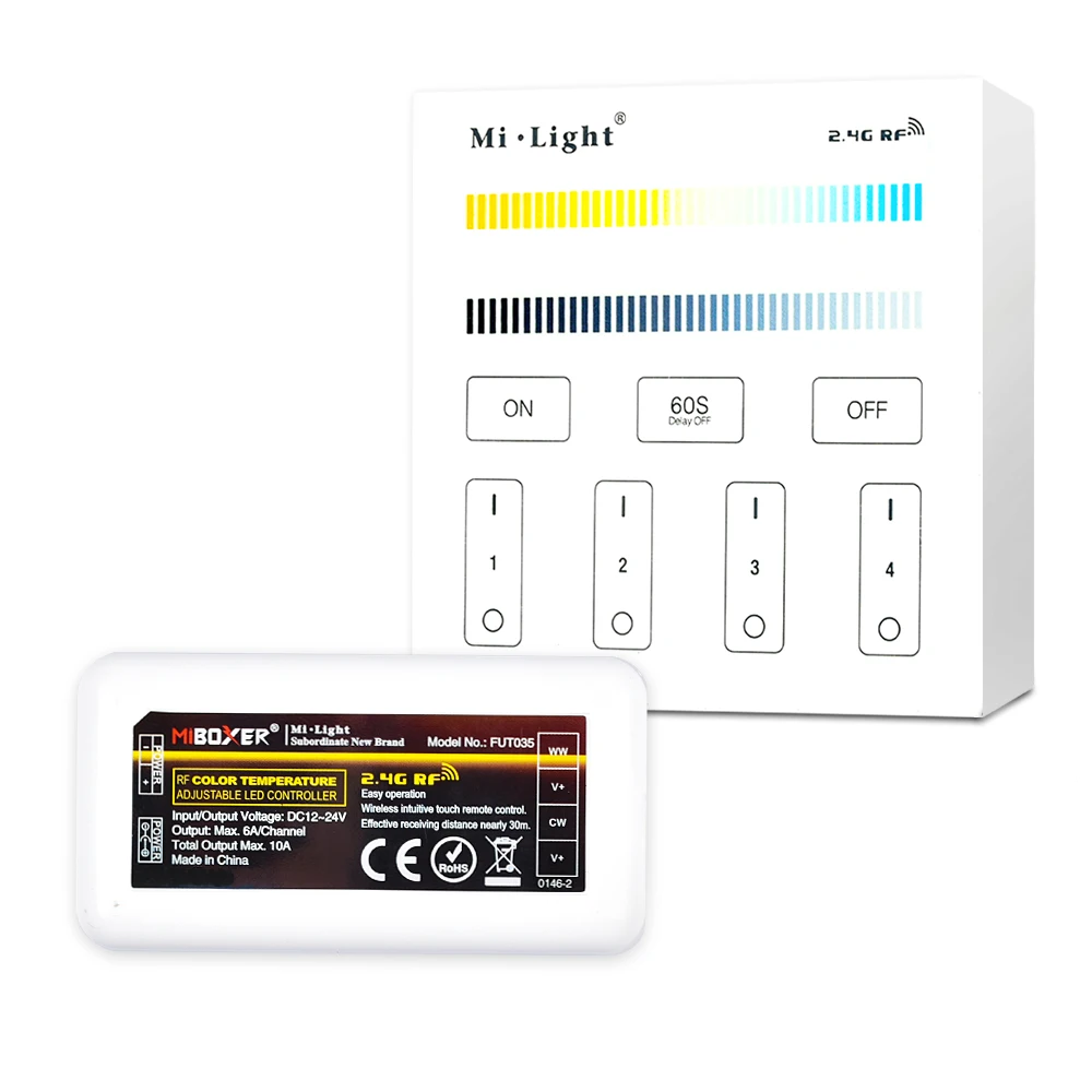 

Milight B2/FUT035 4 Zone Touch LED Panel with 4 zone Wireless controller for CCT LED Strip