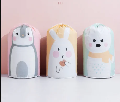 

New PEVA cylinder type cotton quilt bag waterproof printing cotton quilt storage bag clothing finishing dust bag