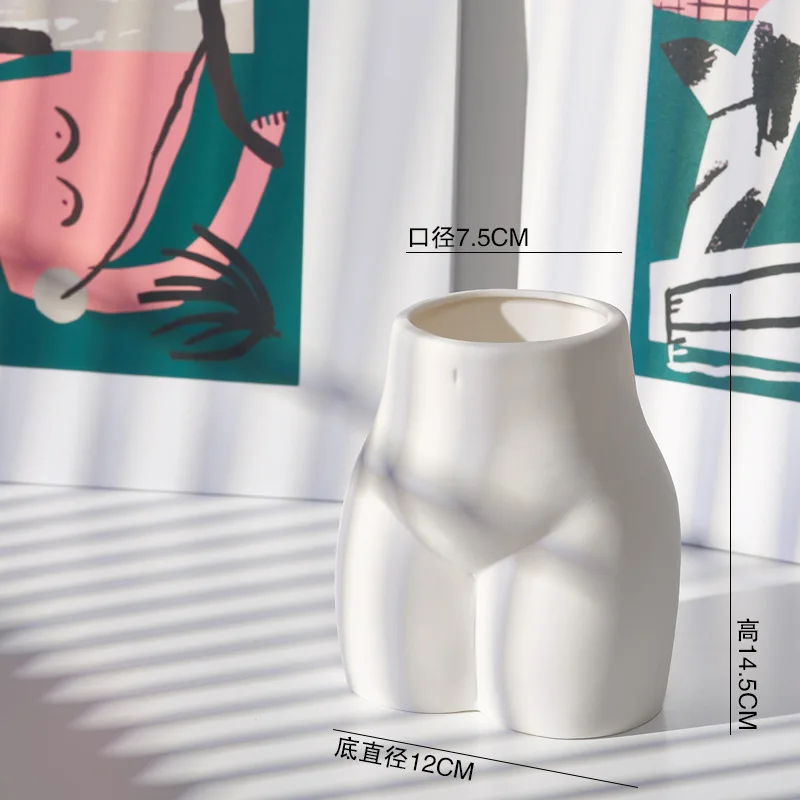 

Ceramic Abstract Human Body Vase Crafts Creative Living Room Desktop Flower Arrangement Half-length Vase Home Decoration