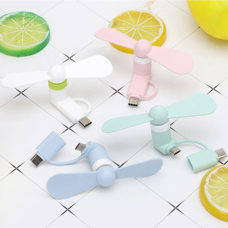 

2in1 Type C Micro USB Mini Fan Cooler for Samsung Xiaomi Huawei HTC Cell Phone DXAB