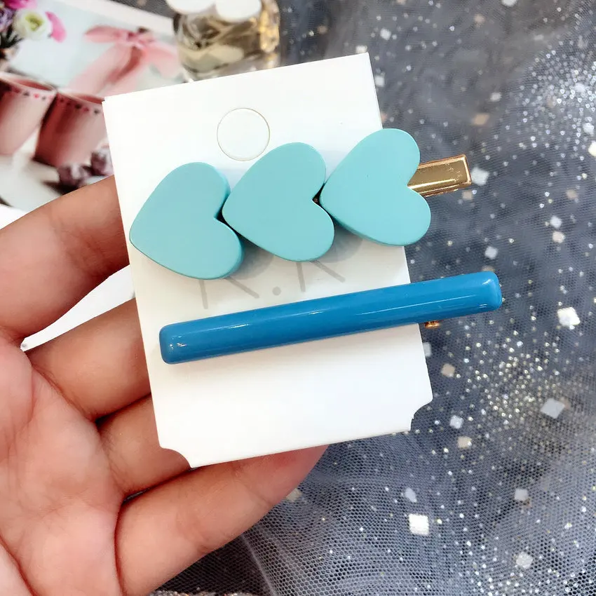 Корейские заколки из дерева в форме сердца в стиле осени для девочек и женщин, модные аксессуары оптом.