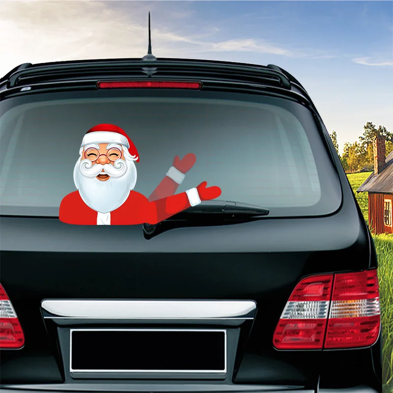 Smiling Santa Claus Автомобильная наклейка на Хэллоуин ужасная серия Санта Клаус задние наклейки на ветровое стекло Хэллоуин Украшение Съемный ПВХ стикер стеклоочистителя - Цвет: Smiling Santa Claus
