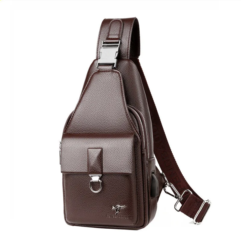 

Men's Waterproof USB PU Crossbody Bag Anti-theft Shoulder Sling Bag Multifunction Short Travel Messenger Chest Pack For Male