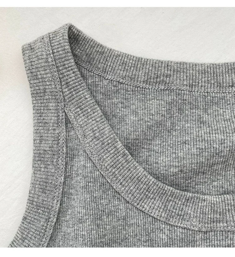 

White thread knitted I-shaped suspender vest for women in summer