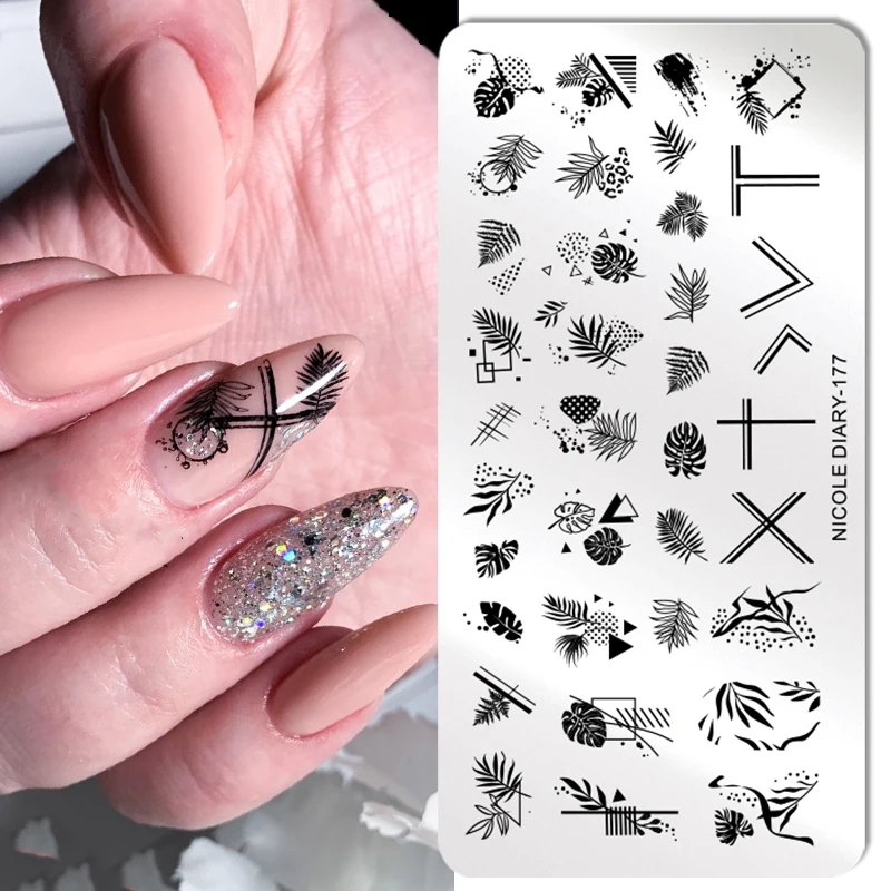 Трафареты NICOLE DIARY для рисования летом пластины стемпинга с абстрактными цветами