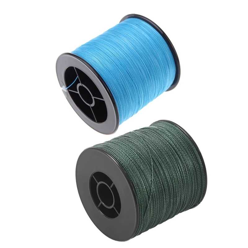 

500 M 30 LB 0.26Mm Fishing Line Strength PE Braided 4 Strands Blue & 100LB 0.5Mm Dark Green