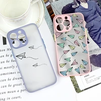 colourful abstract line paper plane pattern case for iphone 11 12 13 pro max mini xs xr 6s 7 8 plus se2 shockproof protect cover