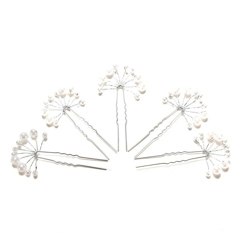 1Pcs Bridesmaid Wedding U-shape Hairpins Princess Match Hair Comb Clip Wedding Bridal Flower Faux Pearl Crystal Hair Pins Clips