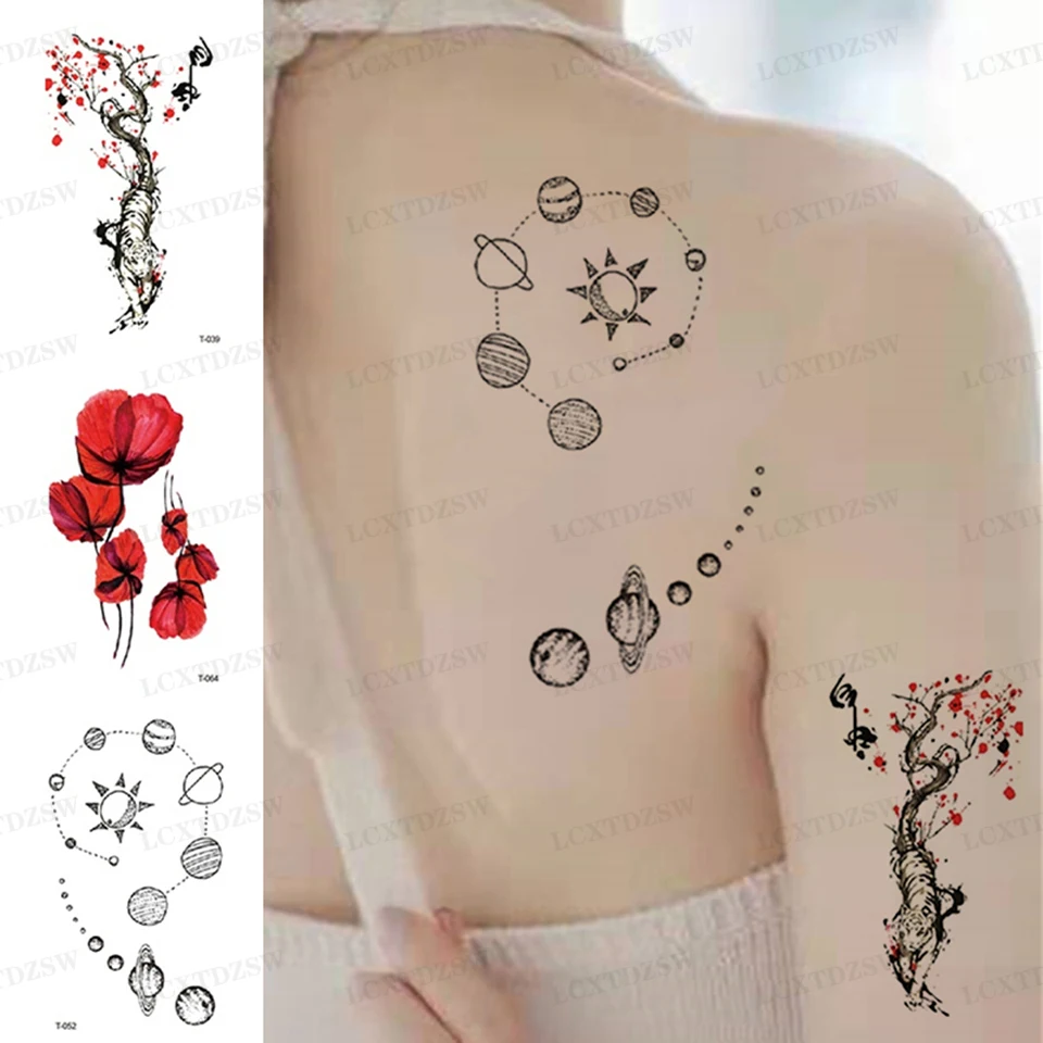Temporary Waterproof Tattoos Stickers Panda Tattoo Body Art Arm Fashion Flower Fake Tattoos Decal Back Tattoo For Women Men