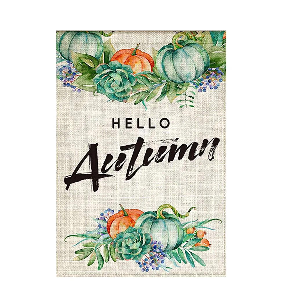 Счастливое Спасибо Давая осенний сад флаг двухсторонний льняной декоративный