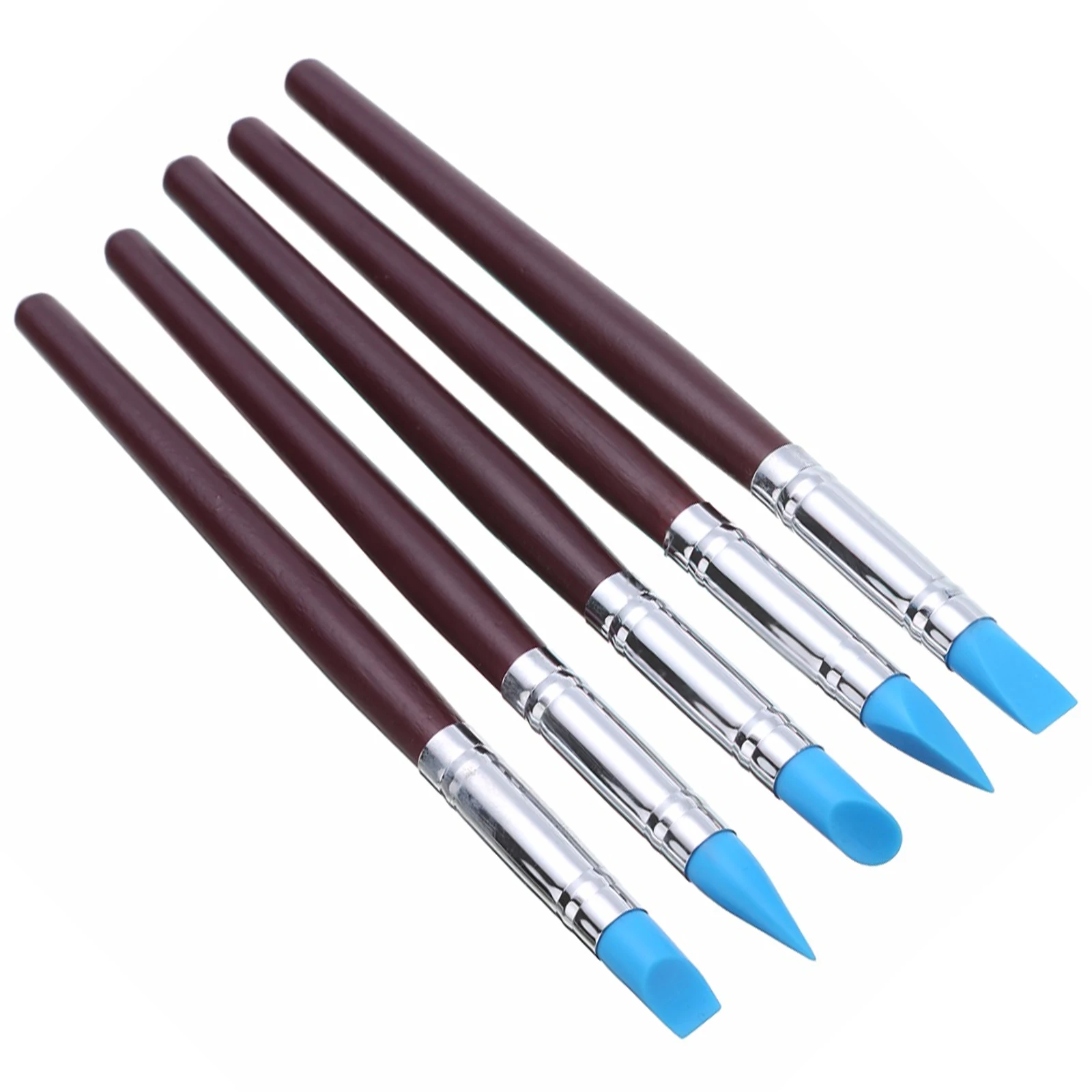 

5pcs Nail Art Craft Pottery Clay Tools Soft Silicone Rubber Sculpting Polymer Modelling Shaper Tool De-mark Modification Pen