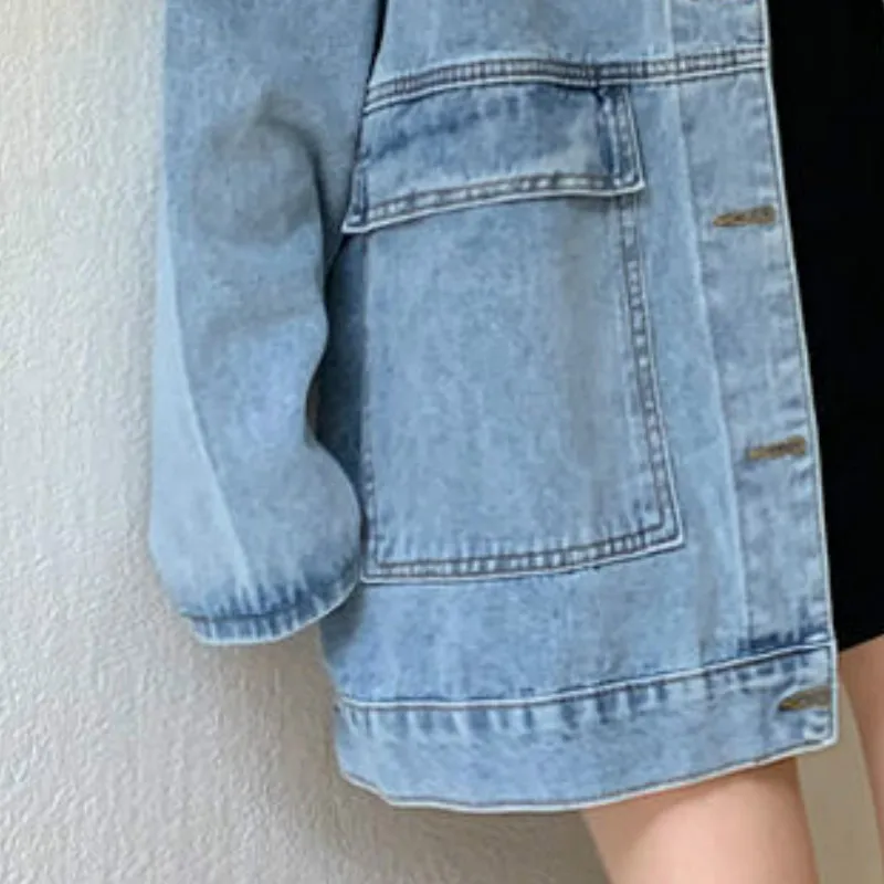 

Jackets Women Basic Causal Denim Ulzzang Simple Loose Coats Single Breasted Spring Autumn Solid Jacket All-match Students Chic