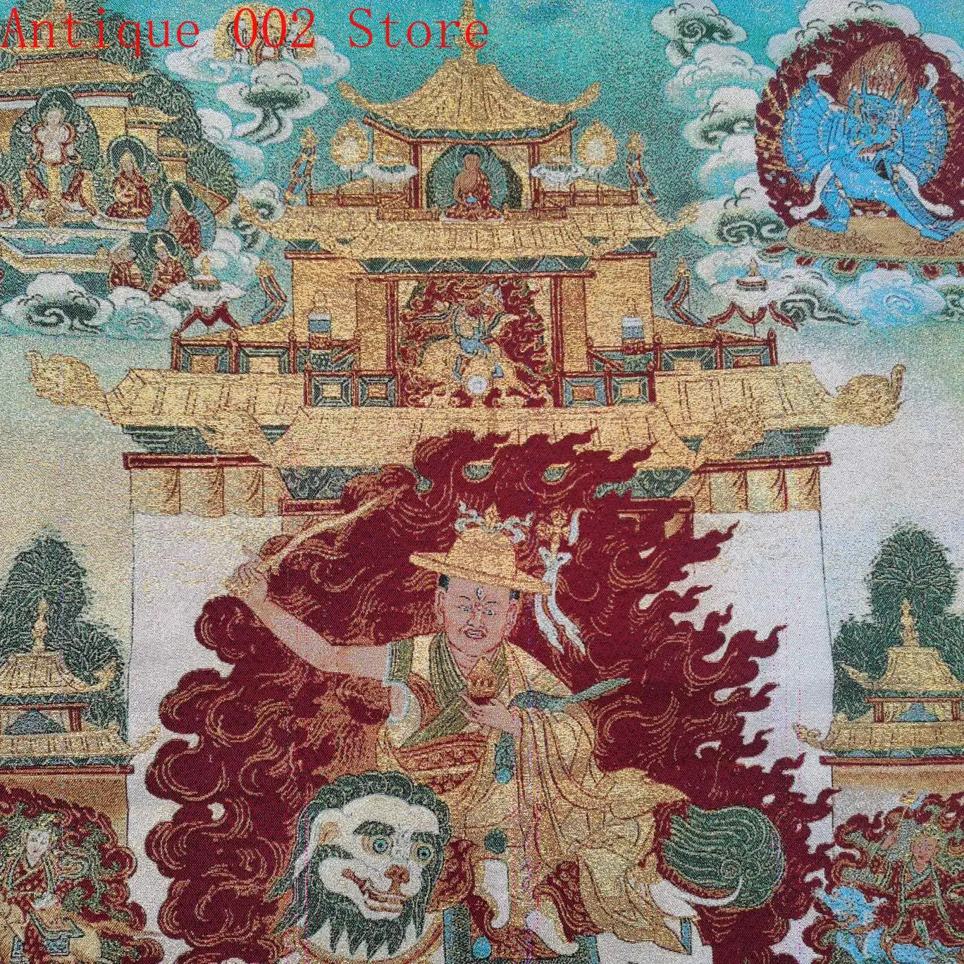 

Thangka Silk Tibetan Buddhism King Embroidery Interior Decoration Painting size 60x90cm