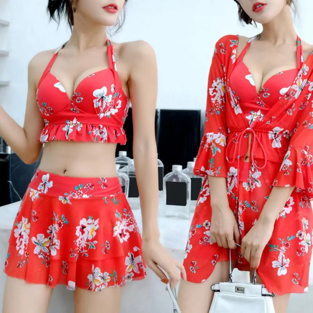 

Women Sexy Push Up Bra Briefs Wrap Floral Print Swimsuit Swimwear Bikini Set Sexy Bathing Suit Beachwear Brazilian Bikini Set