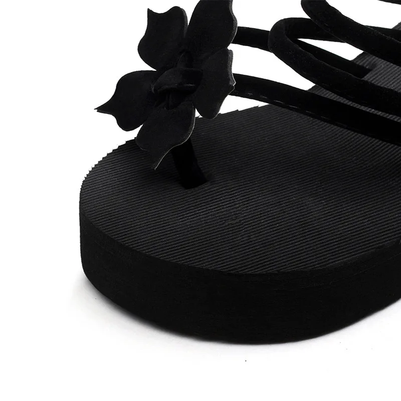 Шлепанцы женские на толстой подошве пляжные шлепанцы высокий каблук с цветочным