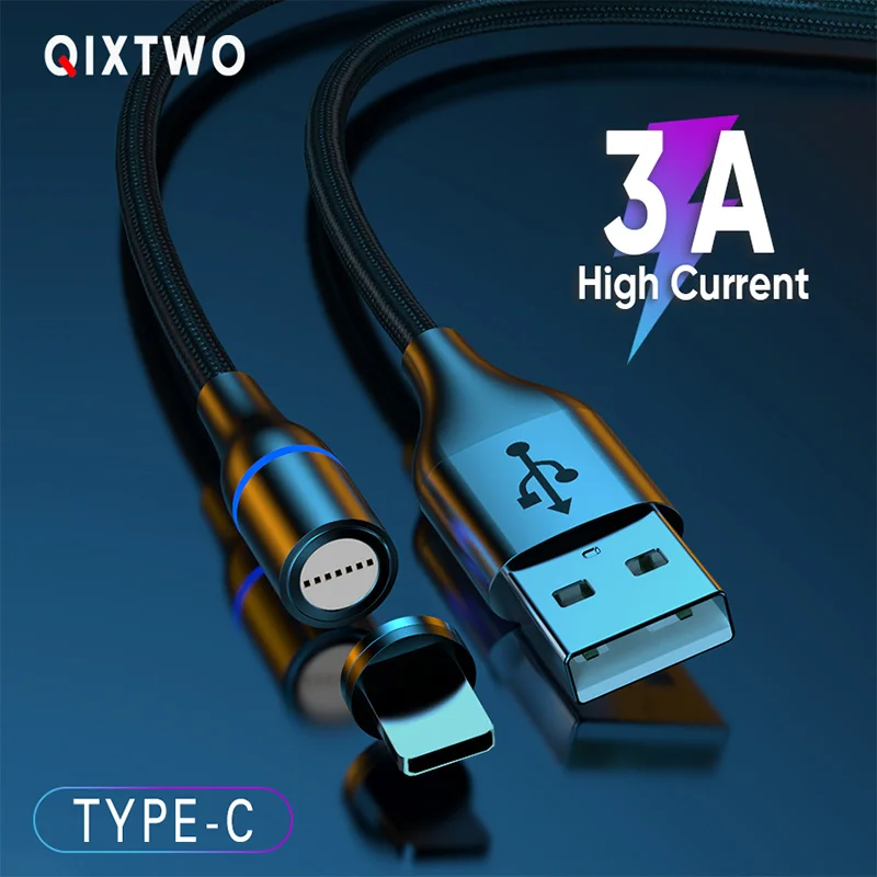 

3A Magnetic Phone Universal Line Type-C Micro Fast Charging Data Cable USB Rope For Android XiaoMi HuaWei C-USB LED Charger Wire