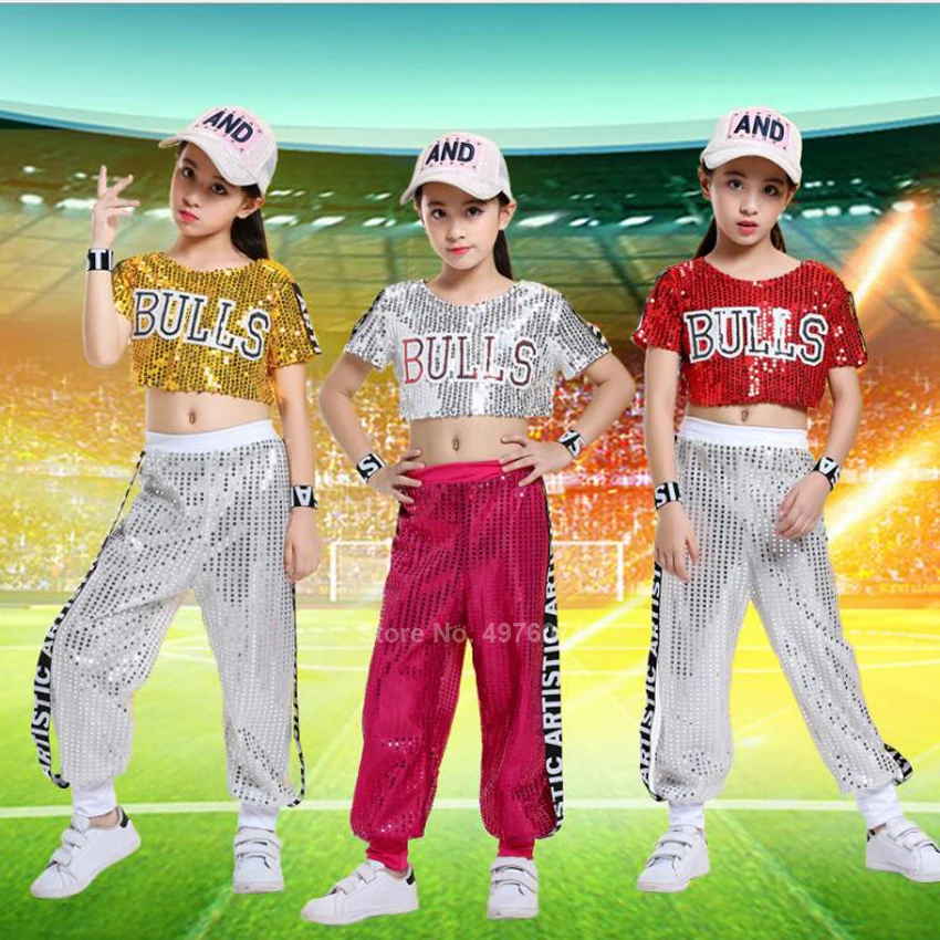 Костюм детский для джазовых танцев в стиле хип-хоп с блестками бальных