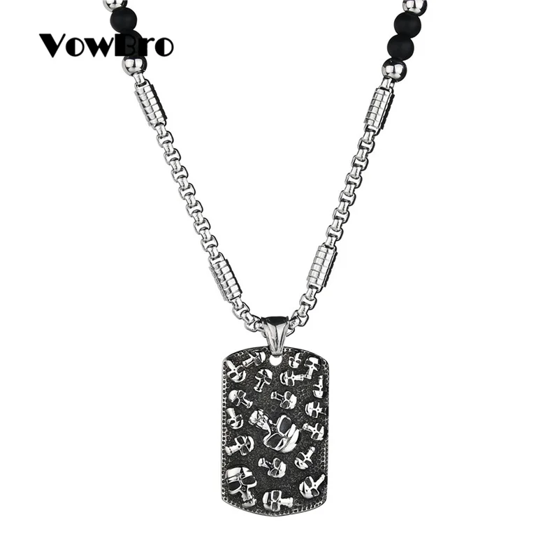 VowBro Для мужчин бусы четки подвеской в виде черепа Цепочки и ожерелья мужской