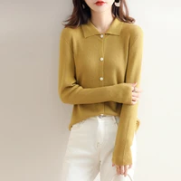 2021 cardigans for woman summer sweaters knitted jumper high quality female knitwear turn down collar cool comfortable