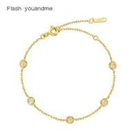 flash youandme 100 925 silverelegant opal bracelet plated 14k gold bangle chain dainty for women bohemian silver women bangles