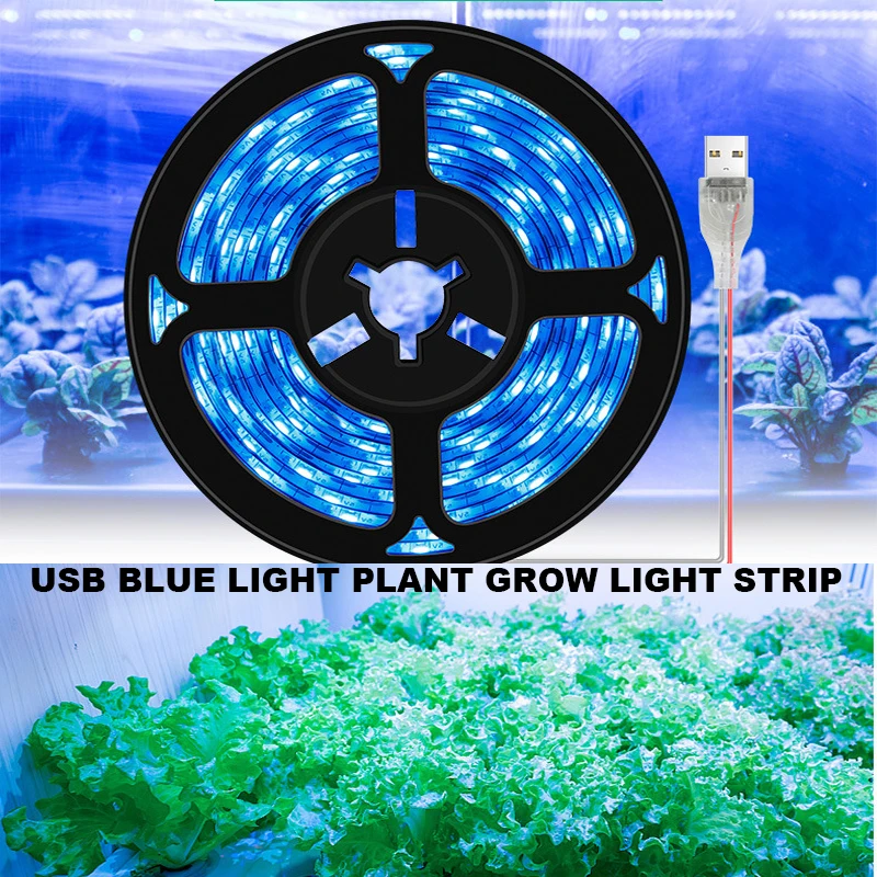 

LED PLANT GROW LIGHT BLUE LIGHT WATERPROOF USB PORT LIGHT STRIP Adheresive back shape boost photosynthesis high yeild