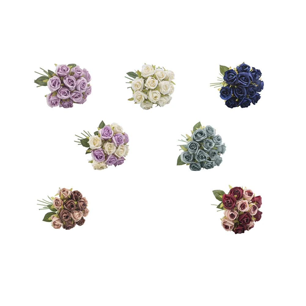 12 головок искусственный шелк французская Роза цветочный букет цветок