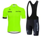 Флуоресцентная зеленая одежда для велокоманды 2022, быстросохнущая Мужская велосипедная одежда, летние велосипедные Трикотажные изделия, комплект велосипедных шорт