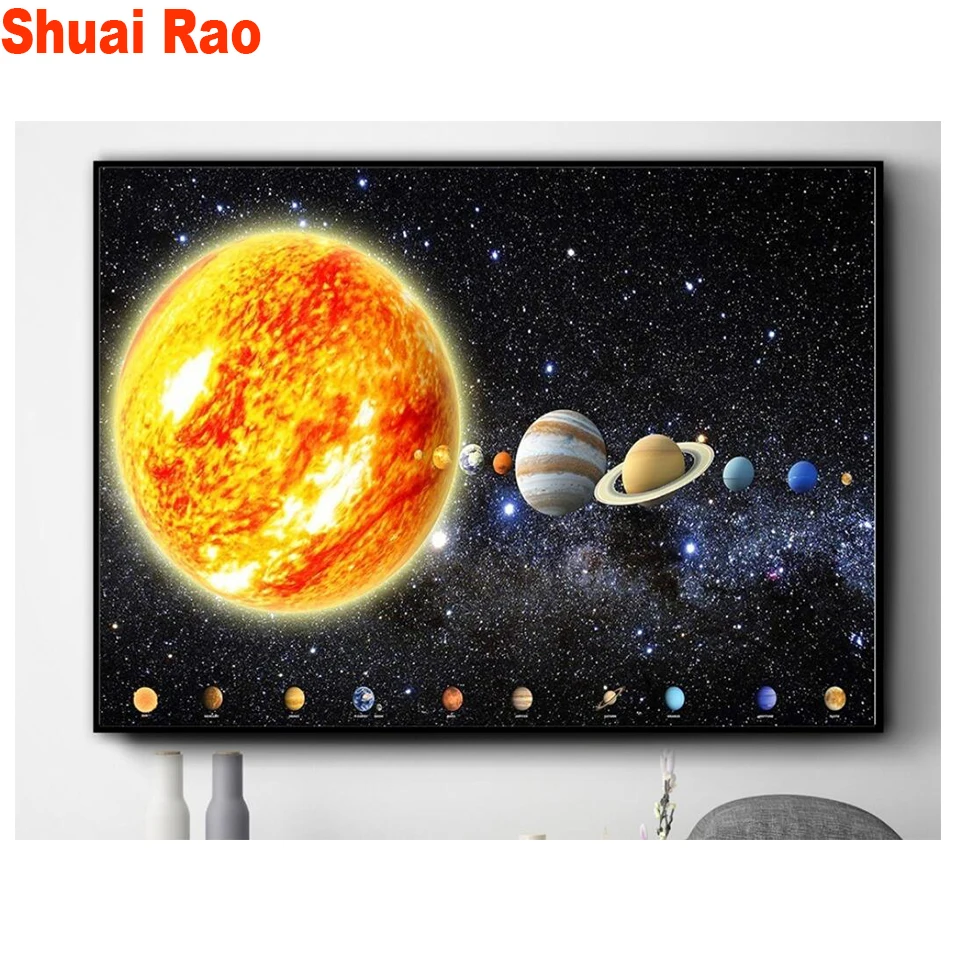 

Solar System diamond painting full square drill 5d diamond embroidery full round mosaic set diamond Earth picture gift,