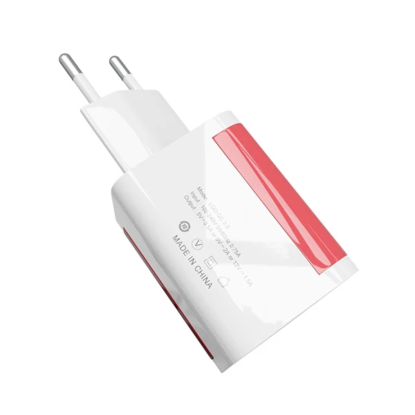 W03-Red USB-Зарядное устройство Dual 2 порта штепсельная вилка европейского стандарта, 5 В/2A дорожный настенный адаптер Светодиодный светильник USB ЗУ для мобильного телефона для Xiaomi huawei samsung LG iphone - Тип штекера: W03-Red