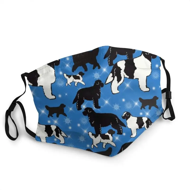 

Newfies And Stars Breathable Mouth Face Mask Unisex Newfoundland Dog Mask Dustproof Protection Cover Respirator Muffle