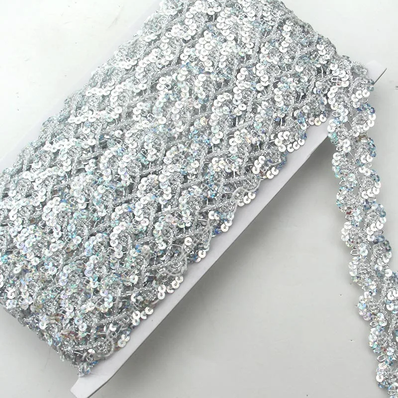 Блестки 13 метров 2 5 см кружевная лента с отделкой золотистые серебристые для