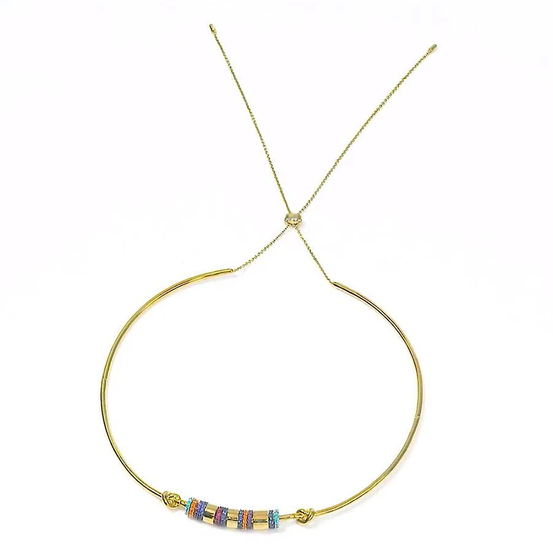 

Fashion New Jewelry Zircon Inlaid Rainbow Multi-Circle Transfer Adjustable Gold Collar For Ladies High-End Luxury Birthday Gift