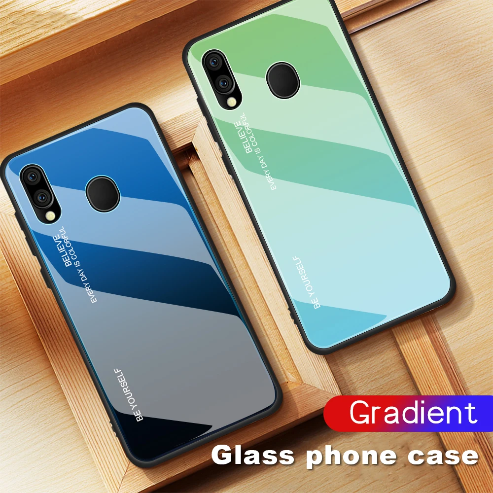 Градиентный цветной чехол для Samsung Galaxy M30S M40 M30 M20 M10 Синий из закаленного стекла M 30