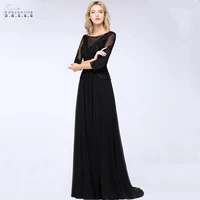 robe de soiree custom made long evening dress 2020 sexy illusion a line evening gown female formal vestido de festa longo