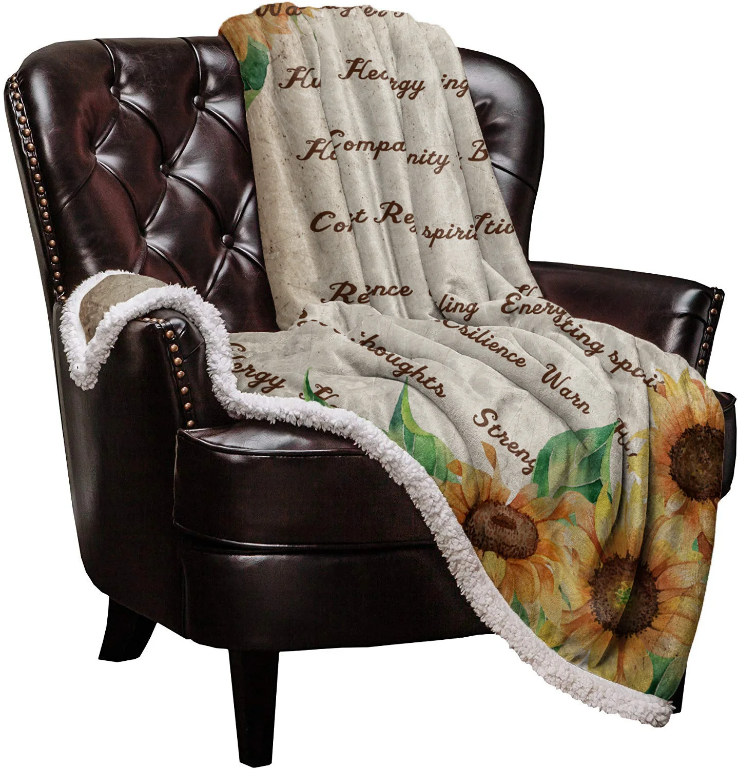 Подсолнух исцеляющий текст винтажный фон покрывало одеяла флисовый чехол