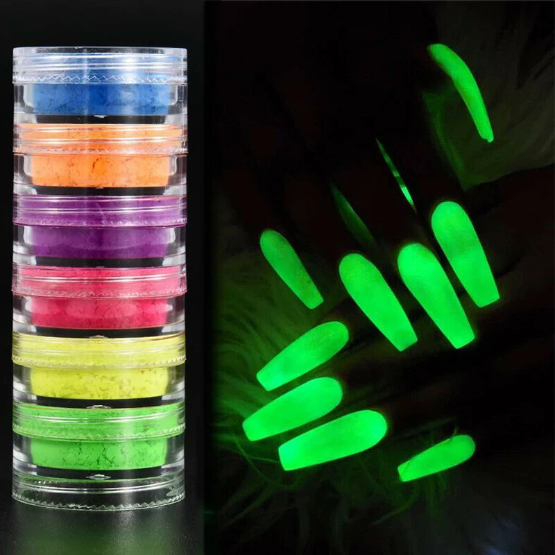 Неон фосфор набор порошка для ногтей Сделай Сам флуоресцентный Блестящий
