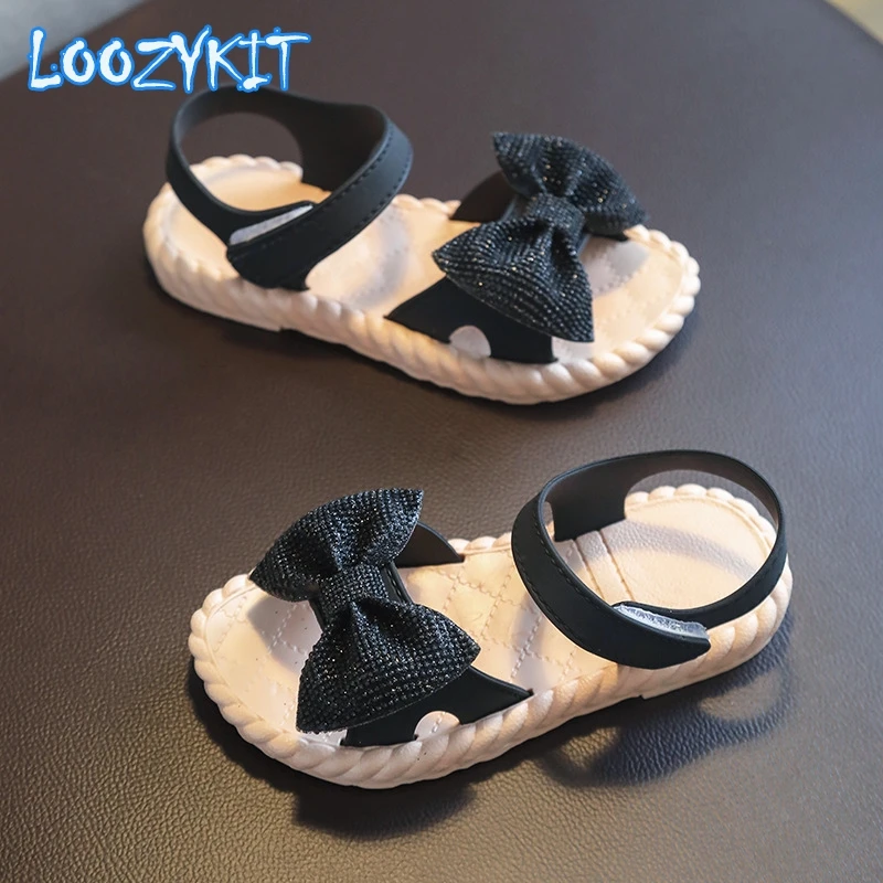 

Summer Girls Sandals Bowknot Soft Bottom Children Princess Open Toe Baby Beach Footwear