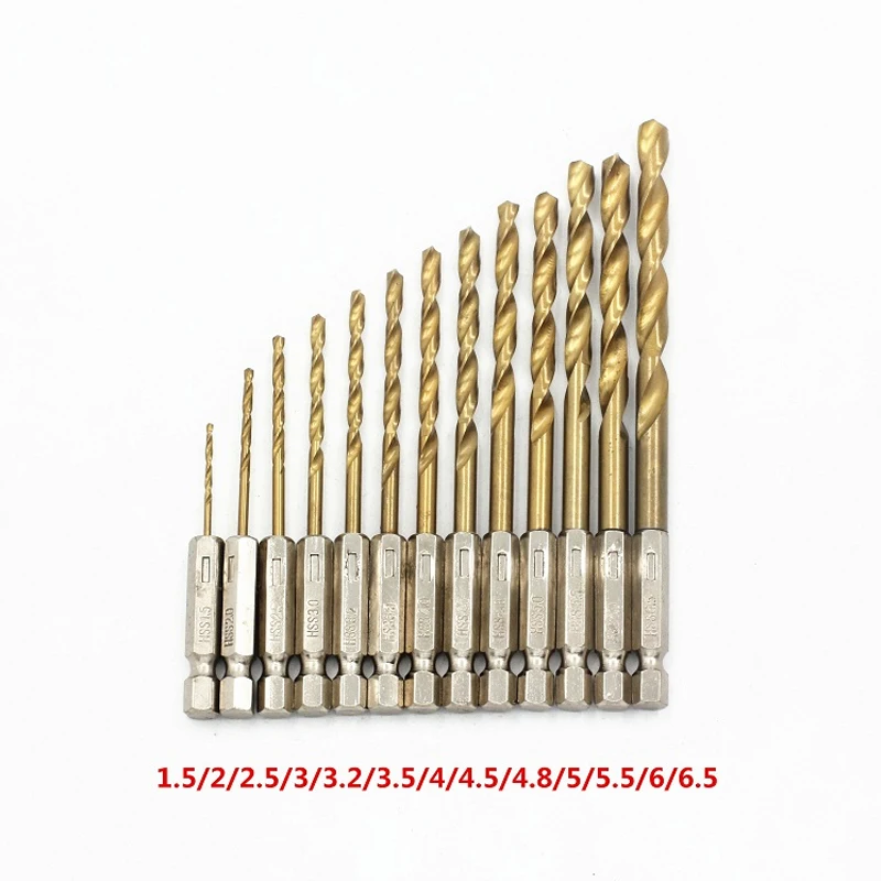 

13pcs of hexagonal handle plastic box set twist drill, longer life, durability1.5-6.5mm multi-function gold hard steel