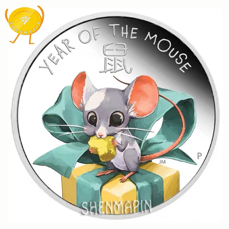 

2020 Wish You A Fortune Year of The Mouse Commemorative Coin Elizabeth II Silver Coins Collectibles Lucky Rat Send Blessing Gift