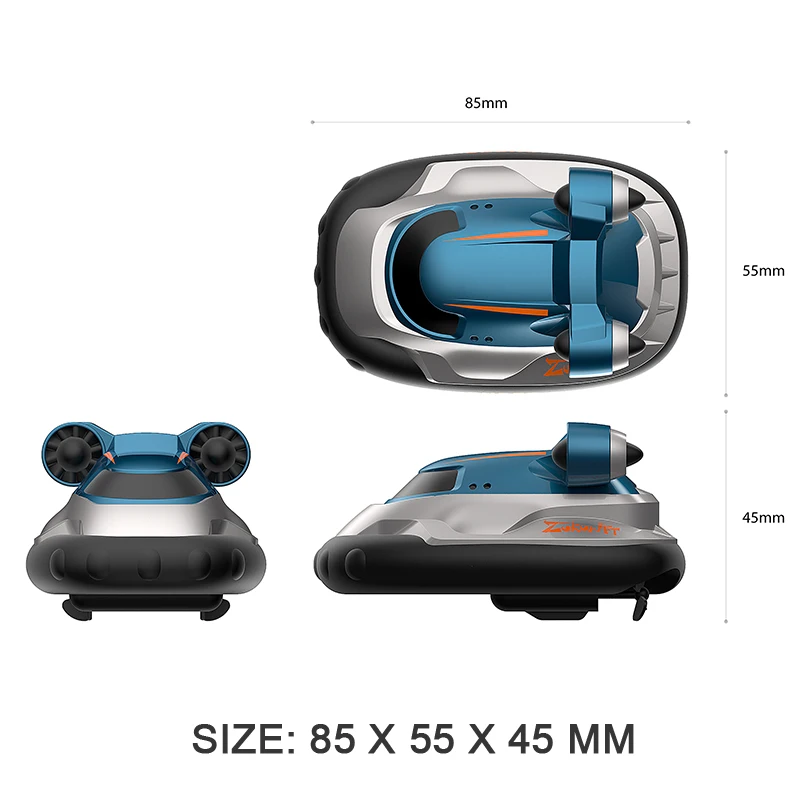 Мини RC лодка 2-в-1 - амфибия для пульта дистанционного управления, вертолет на воздушной подушке, скоростная лодка 2,4 ГГц, игрушки для детей СИНИЙ ЖЕЛТЫЙ.