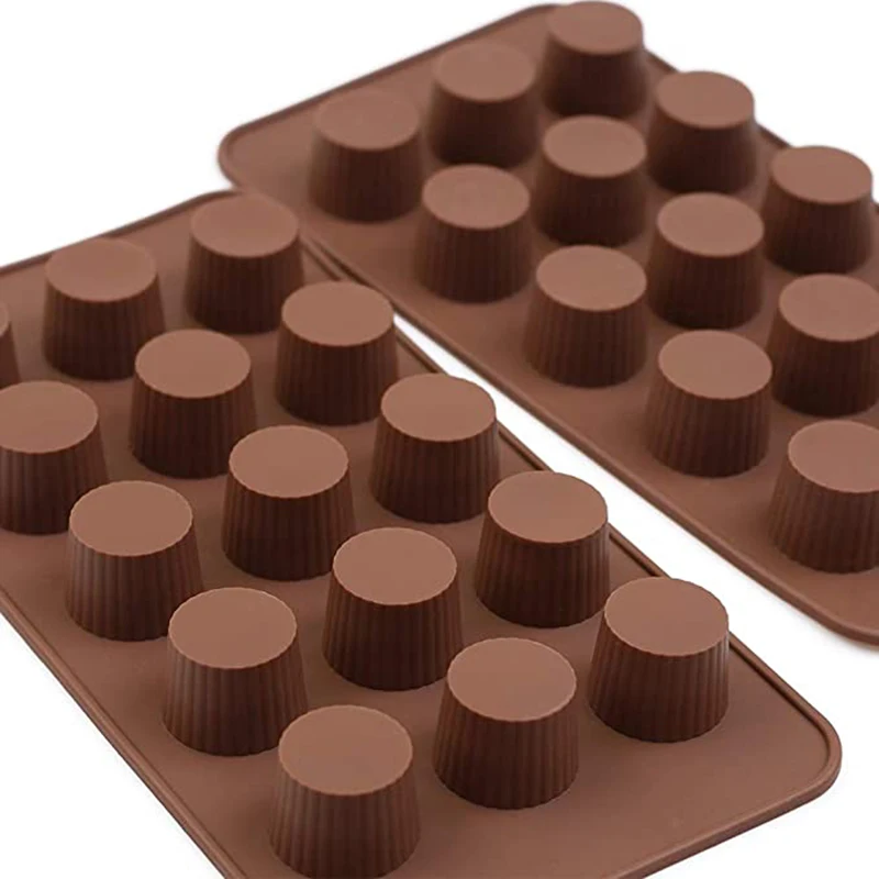 

2 Pack 15 Holes Mini Cup Chocolate Mold Candy Keto Fat Bomb Peanut Butter Cup Jello Food Grade Mould