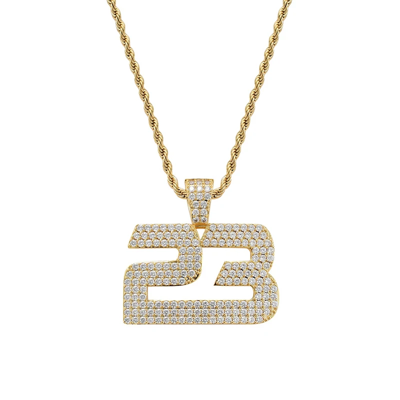 

Хип-хоп AAA CZ камень проложенный Bling Iced Out номер 23 Подвески ожерелье для мужчин рэппер ювелирные изделия Прямая поставка