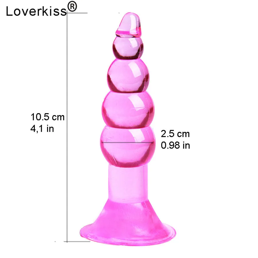 Анальная пробка Loverkiss мягкая Желейная с бусинами для точки G анальная