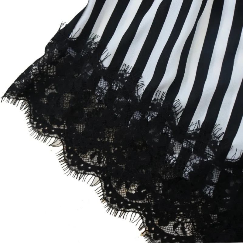 

Hot Sale Women Fashion Pajamas Two-piece Sexy Exotic Pajamas Lace Stitching Sexy Sling Vest Striped Shorts