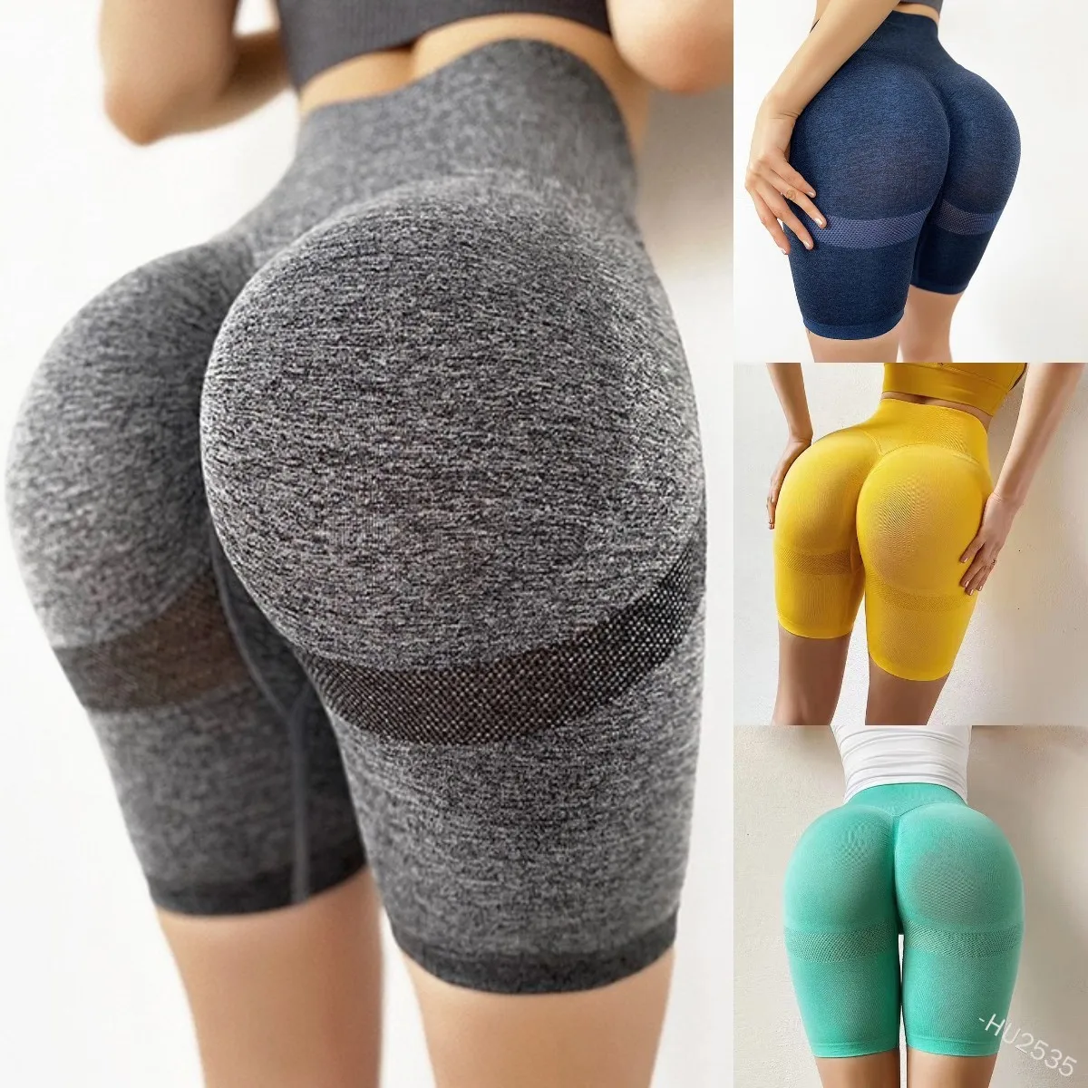 

WEPBEL Stretch Workout Knee Length Pants Women's Casual Solid Color Slim Yoga Shorts Summer Sexy Elastic High Sports Shorts